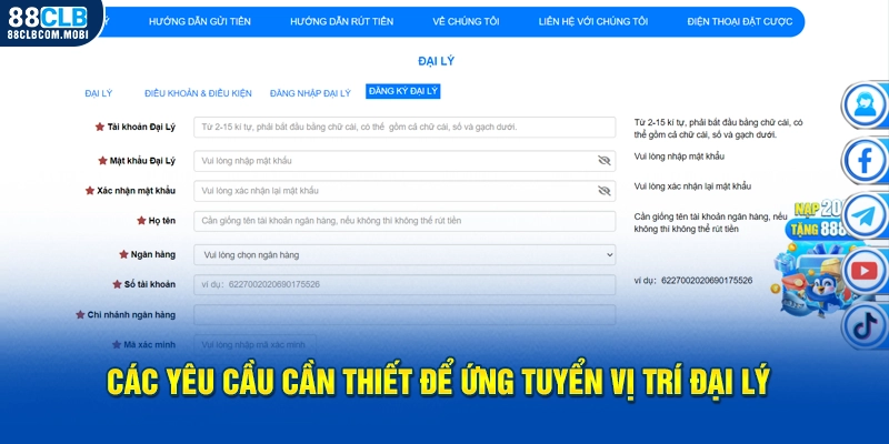 Các yêu cầu cần thiết để ứng tuyển vị trí đại lý